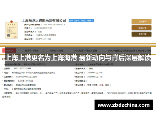 上海上港更名为上海海港 最新动向与背后深层解读